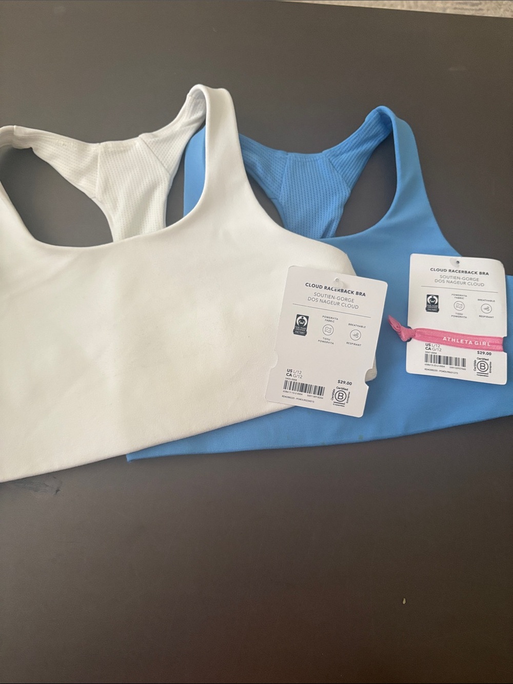 NWT Athleta Girl Bundle of 2 Cloud Racerback Bras Sz 12.
